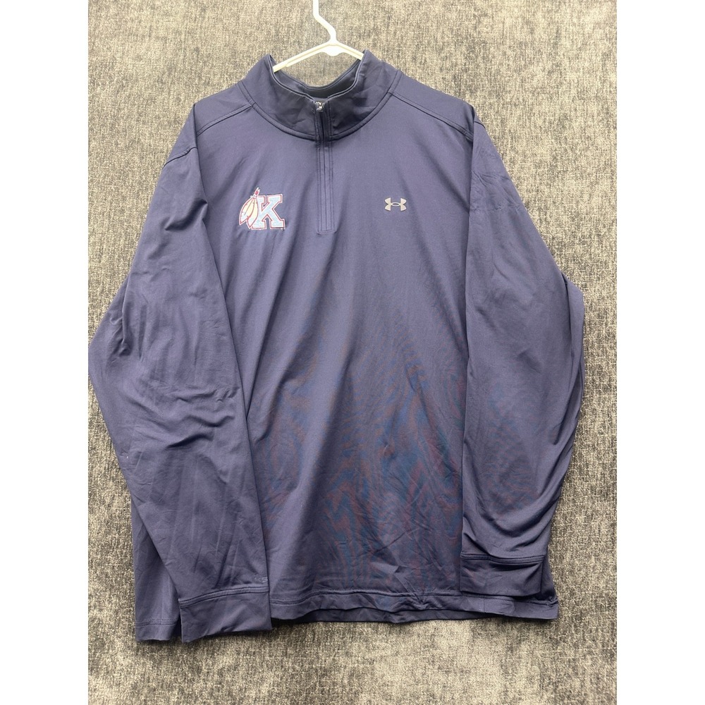 Under Armour NCAA Kansas Jayhawks Basketball Jacket Mens 2XL Blue Sports 1/4 Zip